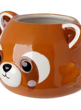 小熊猫杯 棕色小熊立体陶瓷马克杯 手绘3D动物头杯子送男友女友