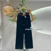 显瘦高腰植绒阔腿牛仔裤 HX2G加绒直筒拖地裤 修身 新款 子 女2025冬季