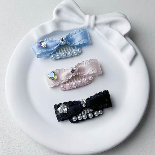 宠物狗狗BB发夹甜美珍珠蝴蝶结