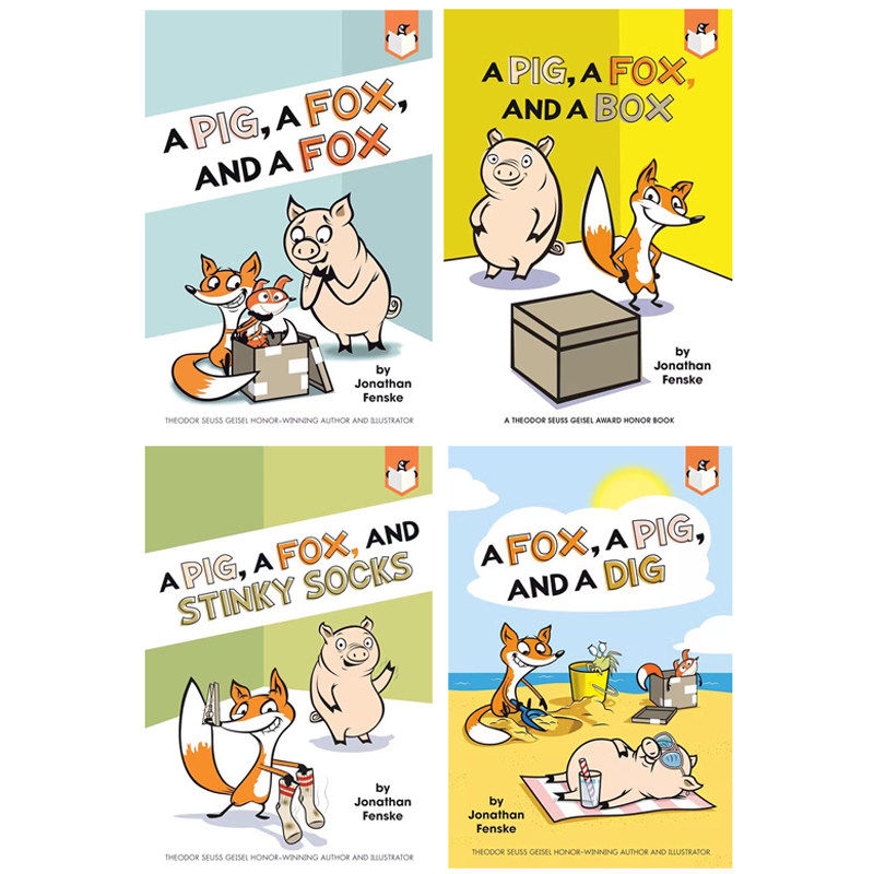 英文原版 企鹅桥梁小读本 Penguin Workshop Bridge A Pig a Fox 一只猪一只狐狸 4册 逗趣滑稽故事 全彩漫画 蓝斯值230L-280L