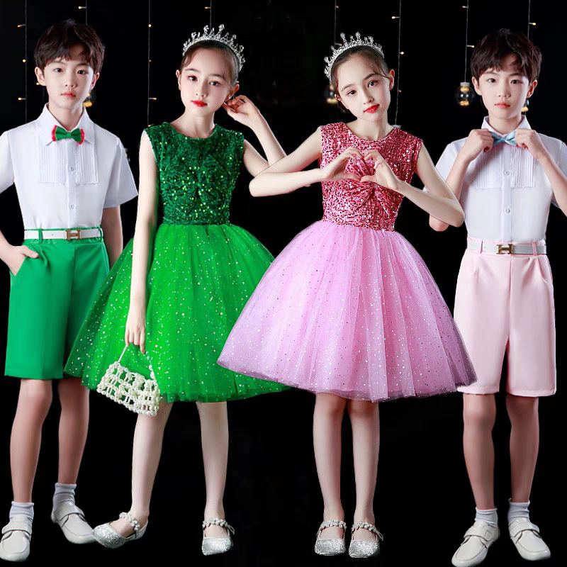 儿童元旦演出服女童舞蹈蓬蓬裙幼儿园纱裙小学生大合唱舞台表演服
