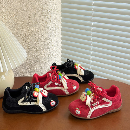 韩版儿童红色小苹果德训鞋运动鞋