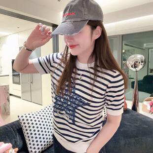 不能机洗甩 YTTRIUM 气质百搭休闲条纹 五角星短袖 50647 LIN