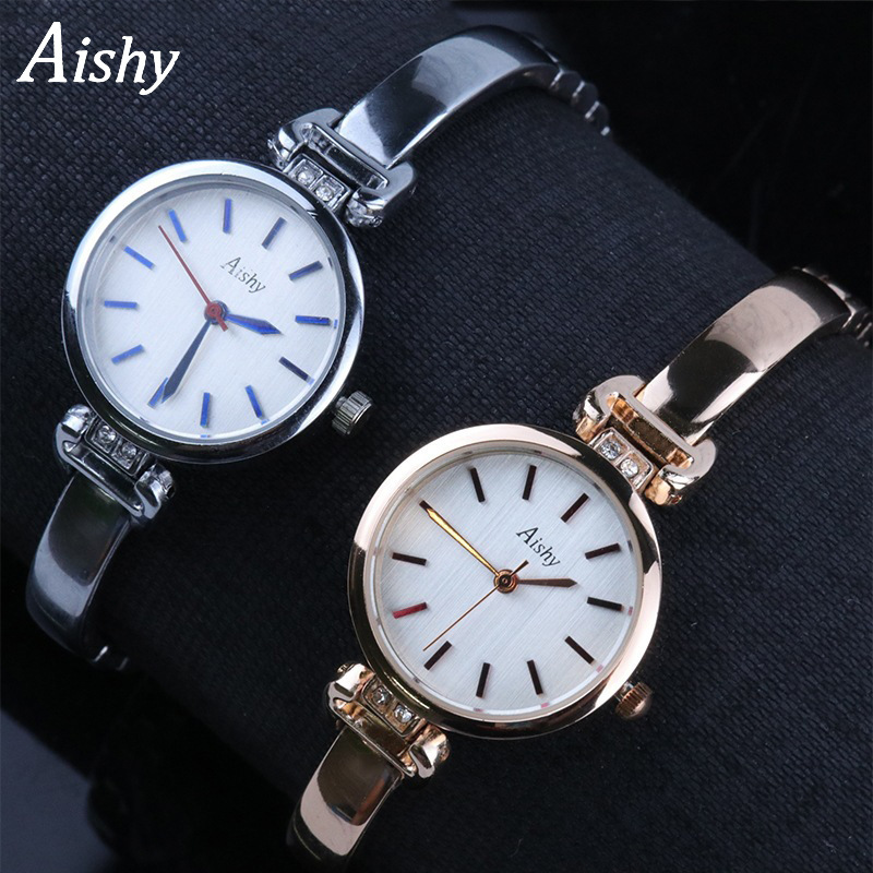 Aishy时尚女士手链手表小表盘细表带简约镶钻时装腕表ins风石英表