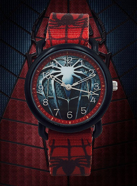 蜘蛛侠儿童男童帆布手表超酷时尚中小学生卡通防水石英电子儿童表