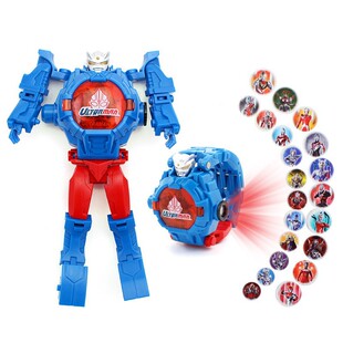 儿童投影21图手表复仇者蜘蛛侠冰雪动漫卡通翻盖变形玩具电子腕表