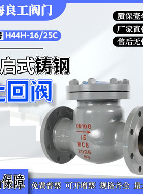 上海良工H44H-16/25C铸钢旋启式止回阀法兰卧式翻板单向阀碳钢WCB