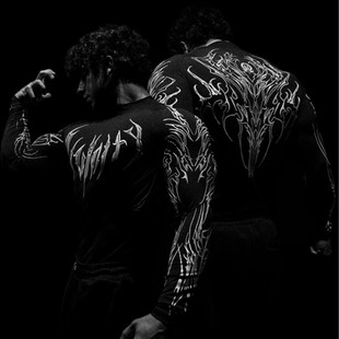 Breathedivinity 2025 男士长袖印花紧身衣  高领运动健身速干长