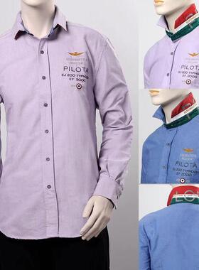 轻奢高端正品大牌清仓尾货丝麻男士长袖衬衫高端尾货清仓原单秋季