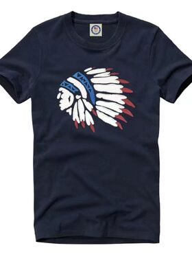 高端绣花男装大码男士短袖T恤夏季男款出口原单纯棉