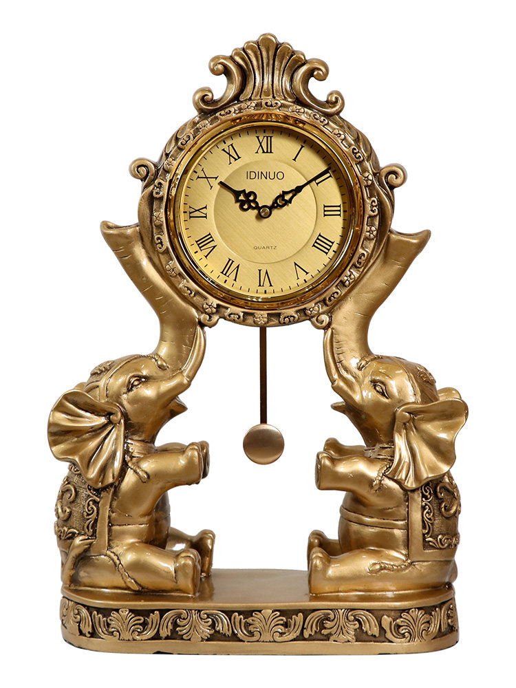 PENDULUM CLOCK TABLE TABLE TABLE ELEPHANT SEAT CLOCK ORNAMENT IMPORTED HOUSEHOLD LIVING ROOM VINTAGE MECHANICAL FLIP CLOCK OLD-FASHIONED