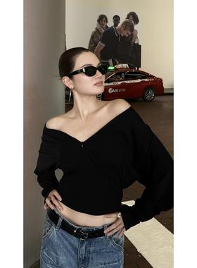 AR专属 | 洋气衣服女装小衫半开拉链气质V领长袖T恤A8L296CT253