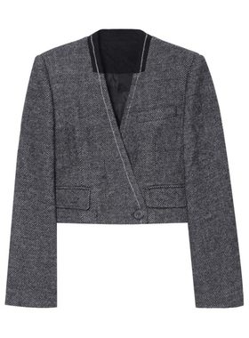 AR丨CP轻奢V领假口袋黑领西装外套C9J925WT243