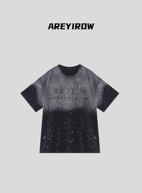 【Wang.小宁】ARAR渐变水洗涂鸦做旧墨点短袖T恤 H60013DT242