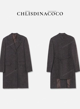 【AR专属】冬季100羊毛翻领彩色撞色口袋长款大衣C01941WT243