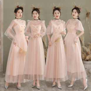 伴娘服女夏季新款长款显瘦气质姐妹团宴会主持合唱平时可穿礼服裙