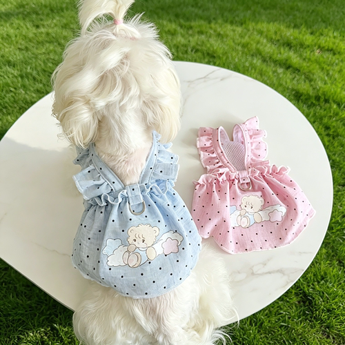 宠物春夏小型犬可牵引花边公主裙