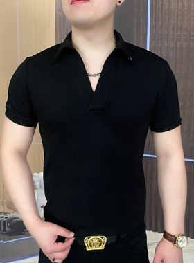 夏季男士爆款高档轻奢短袖polo衫男时尚帅气百搭修身t恤上衣潮牌