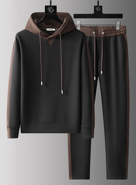 简约风格2025新款休闲运动套装秋冬款个性连帽修身时尚百搭一整套