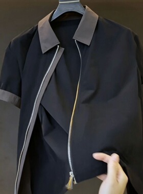 设计师轻奢潮流欧洲2026夏季新款宽松百搭短袖开衫帅气男装爆款男