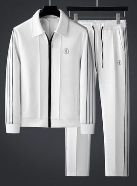 欧货秋冬套装男运动休闲立体剪裁时尚烫钻开衫夹克外套青年帅气潮