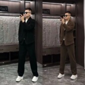 新款 套装 男士 秋冬季 灯芯绒西服套装 简约痞帅男士 高街设计感西装