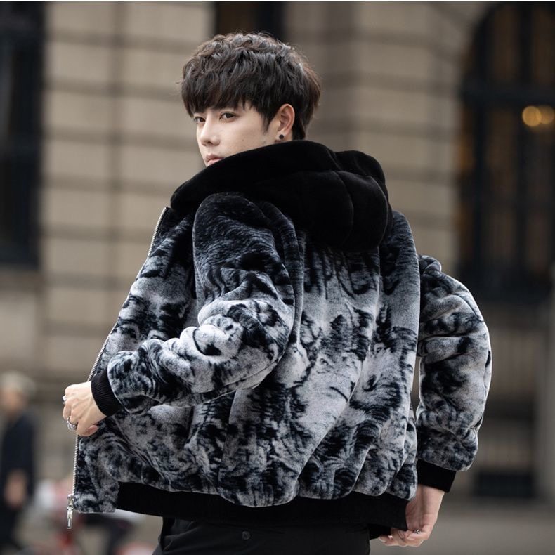 秋冬新款轻奢外套男金丝绒连帽加厚男士时尚百搭气质修身拉链夹克,男装,夹克,淘宝优惠券,粉丝福利购,淘宝优惠卷
