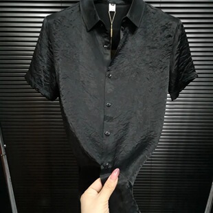 男士 透气防污纯色高级时尚 短袖 欧美风格 潮流百搭 衬衫 2026夏季