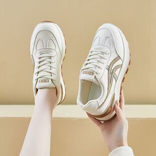 品牌断码皮面小白鞋2026春秋新款舒适百搭软底轻便防滑运动鞋子