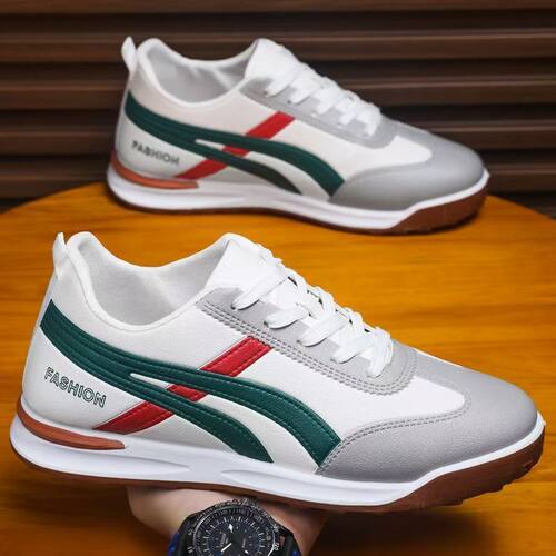 复古拼色德训鞋春秋季新款时尚透气阿甘鞋男鞋系带轻便休闲跑步鞋