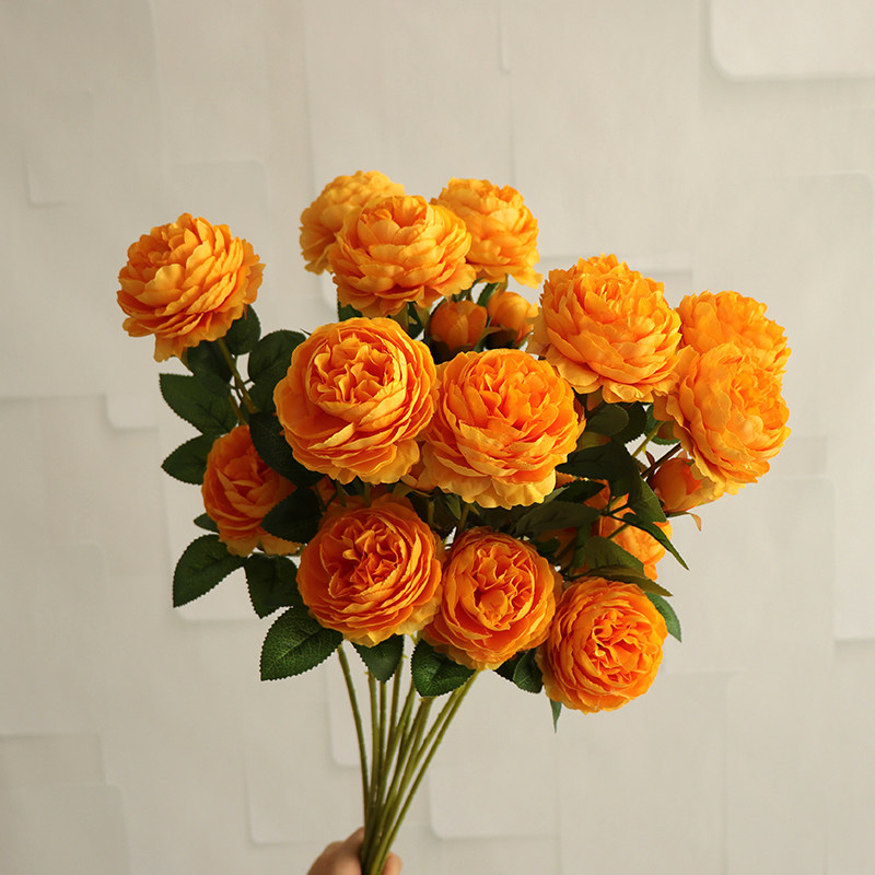 3头洋牡丹婚庆插花假欧式绢花