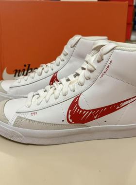 Nike Blazer 77 Sketch Pack 开拓者 涂鸦白红中帮板鞋CW7580-100