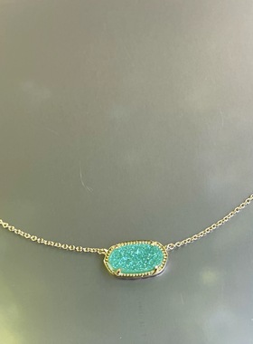 【清仓特价】明亮绿色晶牙吊坠浅金色细项链简约时髦高级感