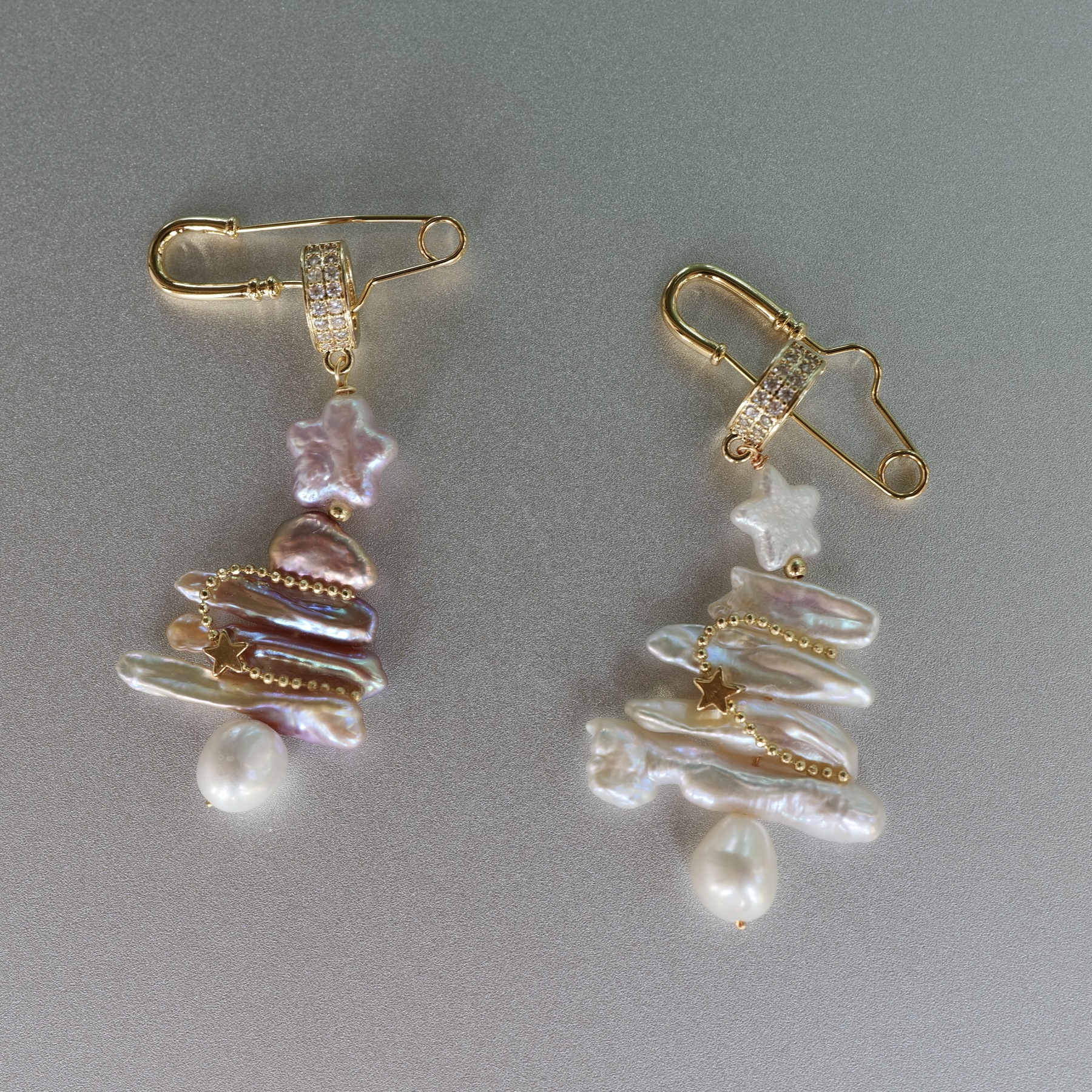 天然珍珠可爱圣诞树胸针吊坠两用