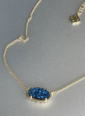 【清仓特价】亮眼蓝色晶牙吊坠浅金色细项链简约时髦高级感