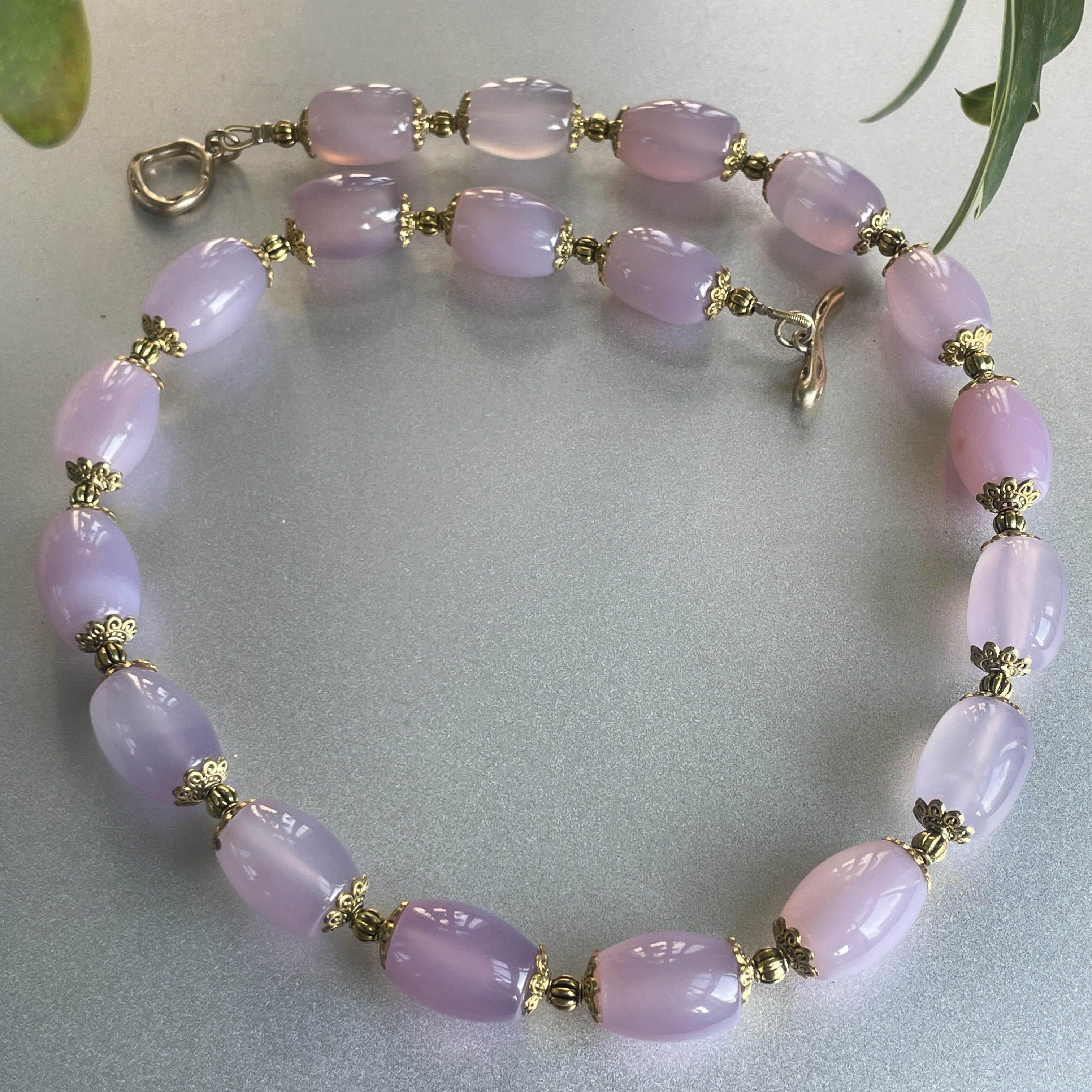 神秘色彩。天然粉紫色清透玛瑙桶珠项链时髦高级优雅气质简约个性