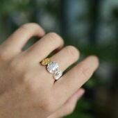 亦金亦银 撞色圆牌古希腊人像S925纯银精致戒指小众高级开口设计