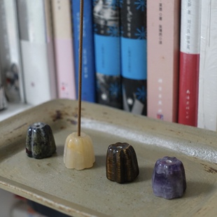 【可露丽香插】天然虎眼石黄玉紫晶摆件香插小巧可爱精致家居氛围