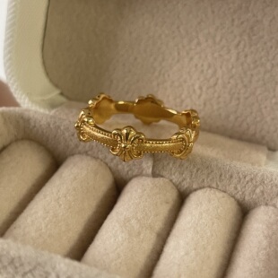 经典元素。S925纯银镀金十字花设计简约戒指环精致高级时髦