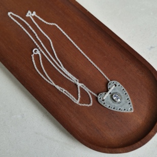 可甜可辣 项链可双层千禧Y2K 日韩复古银色爱心锆石大吊坠长款