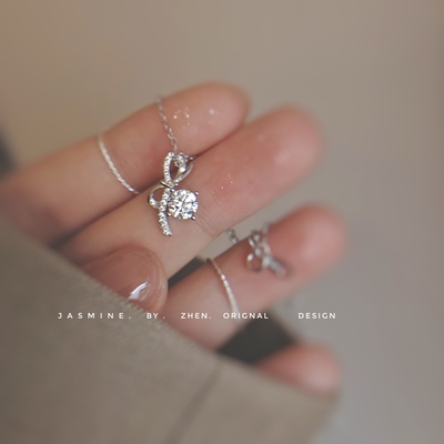 蝴蝶结吊坠高级感饰品925纯银