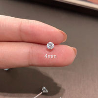 JASMINE*925 sterling silver super shiny one small ear stud 2.5-6mm synthetic zircon ear stud for both men and women thumbnail 8