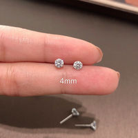 JASMINE*925 sterling silver super shiny one small ear stud 2.5-6mm synthetic zircon ear stud for both men and women thumbnail 3