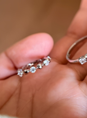 S925纯银泡泡钻戒指叠戴百搭