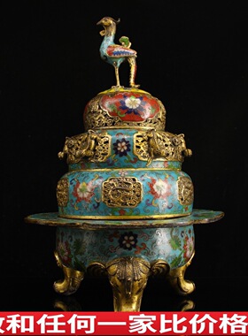 景泰蓝香炉家用室内客厅紫铜胎掐丝珐琅彩纯铜香薰炉摆件净化空气