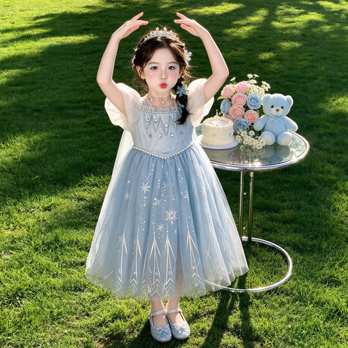 女童爱莎公主裙夏装艾莎生日礼服