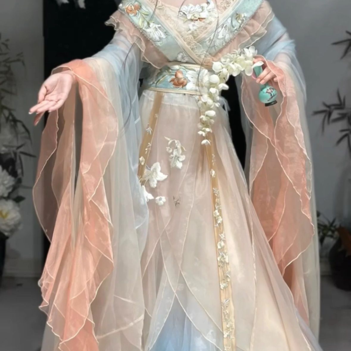 花神记汉服女仙齐胸襦裙重工立体绣花大袖衫古风日常出游写真套装