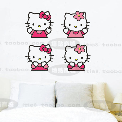 爱佳墙贴墙帖 hello kitty贴纸卡通公主装饰 儿童房女孩卧室