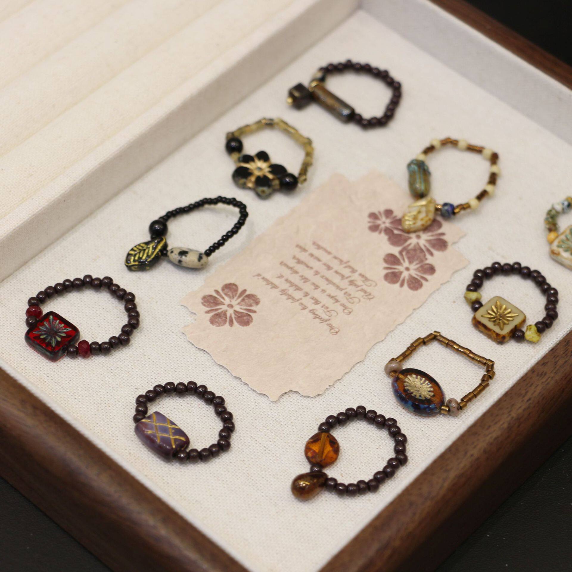 新款国潮民族风松石玛瑙戒指女小众个性轻奢百搭指环