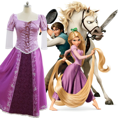 迪士尼cos儿童大人魔发奇缘长发公主乐佩公主裙cosplay成人礼服裙